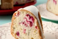 Creamy White Chocolate Glazed Cranberry Bundt Cake