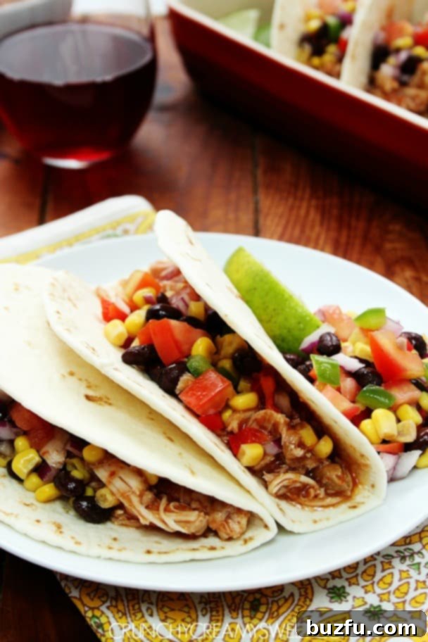 Slow Cooker Chicken Tacos, a simple and flavorful recipe for Mexican night.