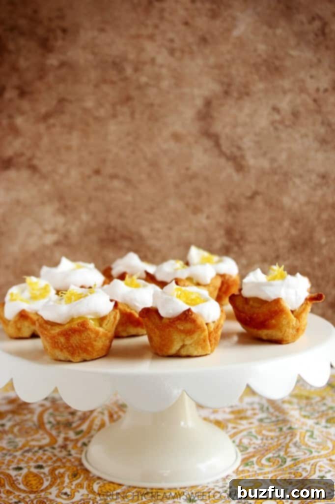 Easy Lemon Pies - topped with whipped cream and fresh lemon zest