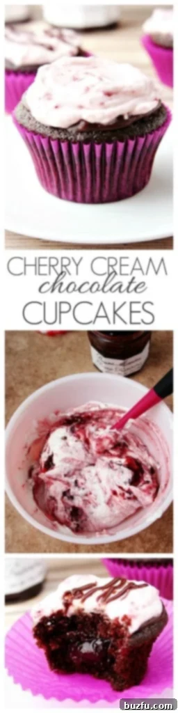 Cherry Cream Surprise Chocolate Cupcakes, artistically arranged, highlighting their festive and celebratory nature.