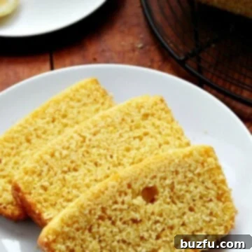 Sliced Lemon Cornbread on a plate.