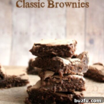Timeless Twist Brownies 2 A perfectly baked square brownie, rich in color, with a delicate crunchy crust visible on top.