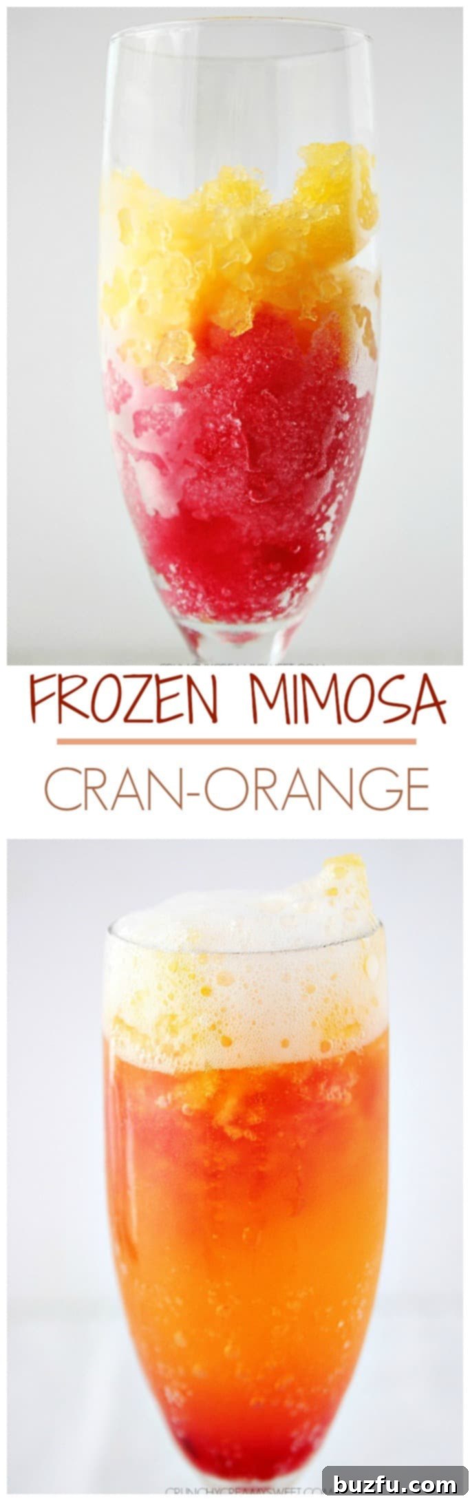 Frozen Cran-Orange Mimosa - frosty prosecco drink that's irresistible! @crunchycreamysw