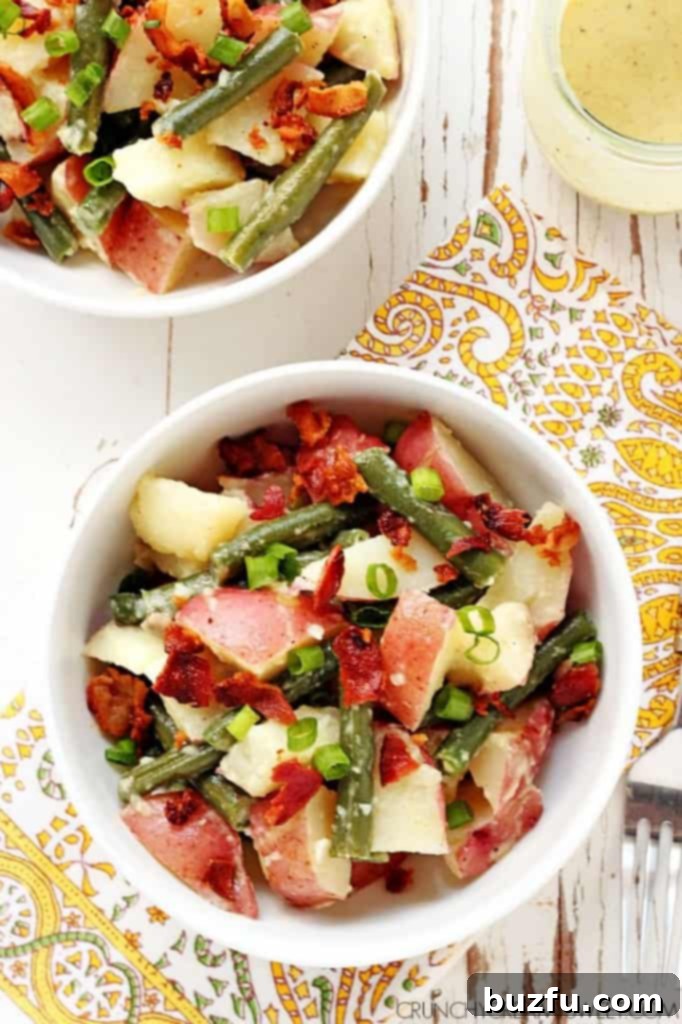 Best Green Bean and Potato Salad with Bacon Green Bean and Potato Salad Recipe CrunchyCreamySweet.com