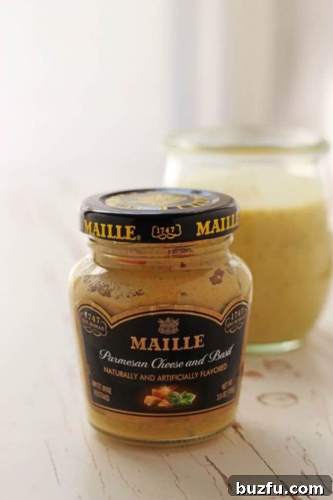 Maille Parmesan Cheese and Basil Mustard Bottle Maille Parmesan Cheese and Basil Mustard