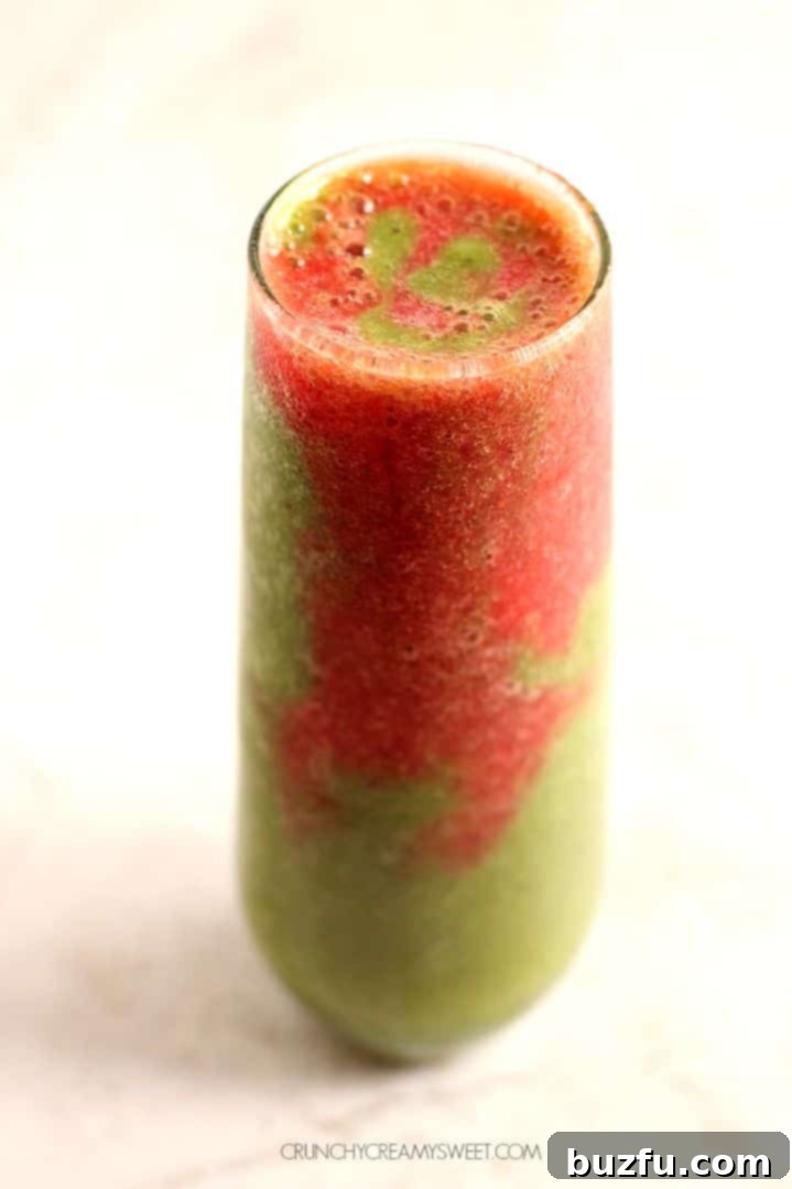 Experience the fun and health benefits of a Lava Flow Green Smoothie Lava Flow Green Smoothie - vibrant, layered, and healthy