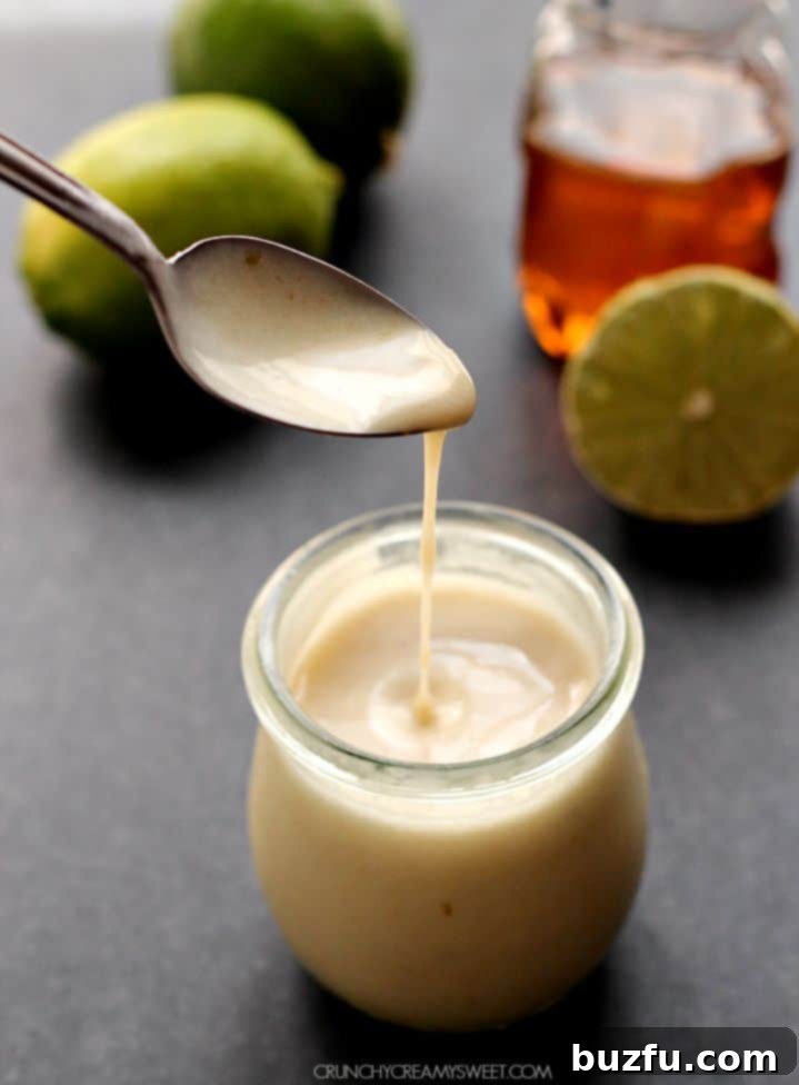 honey lime dressing in a small jar