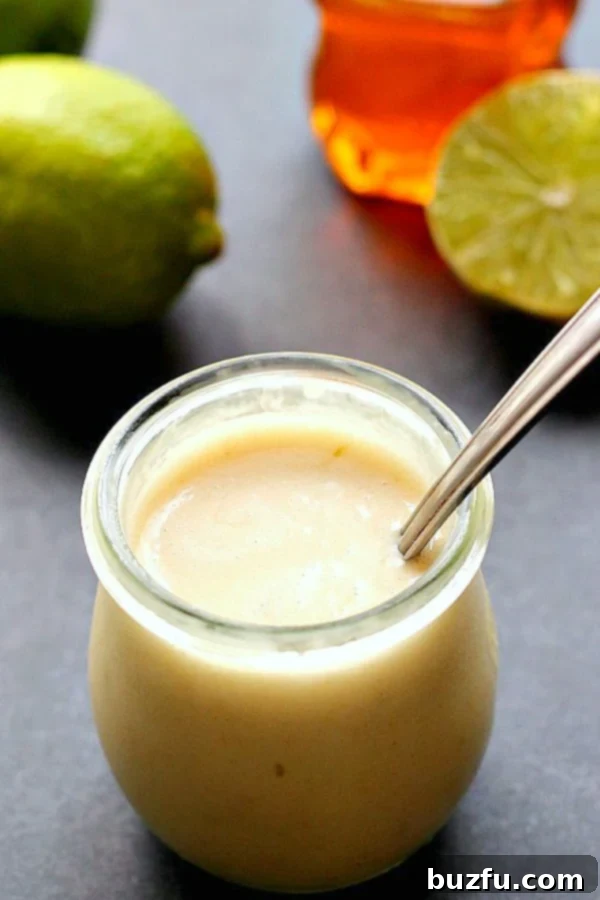 Honey Lime Dressing in a jar.