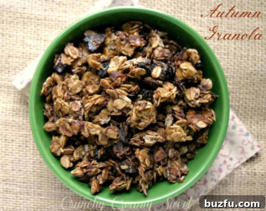 Autumn Granola Clusters Delicious Autumn Granola with pumpkin, figs, dates, and dark chocolate