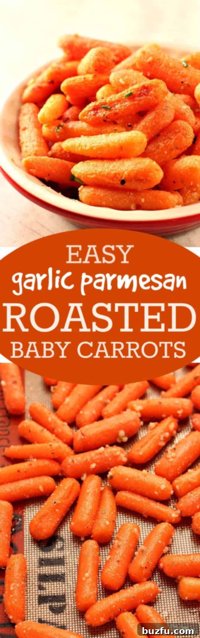 A vibrant close-up of the roasted baby carrots, highlighting their texture and seasoning.