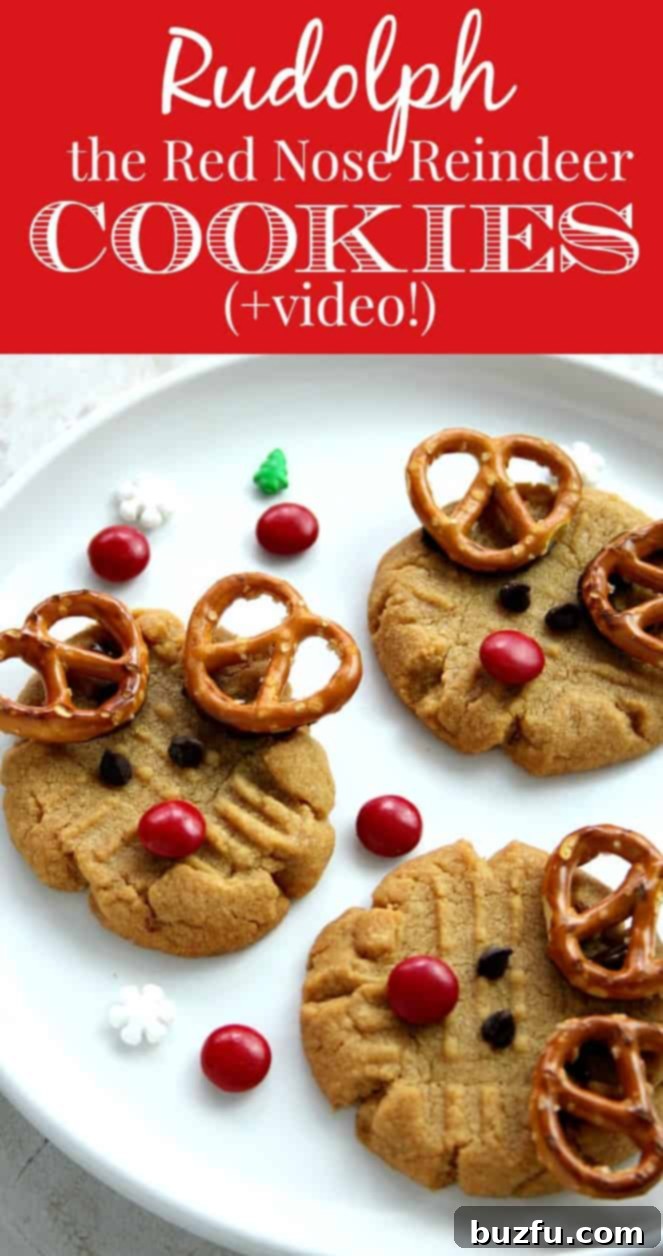 Easy Rudolph the Reindeer Cookies Recipe - easy, fun and adorable! Get kids involved this holiday season and make Rudolph the Reindeer cookies! Check out our video to see how! 