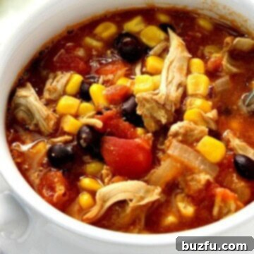 Effortless 20-Minute Chicken Enchilada Soup 2 Enchilada Chicken Soup in a bowl, garnished with cheese and avocado.