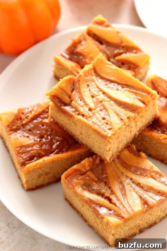 caramel swirl pumpkin cheesecake bars