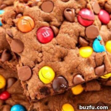 Chocolate M&M Bars on a plate.