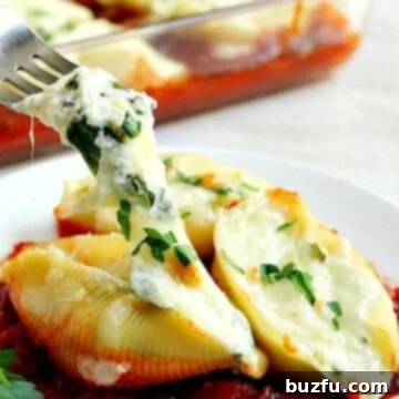 Stuffed Pasta Shells on a white plate.