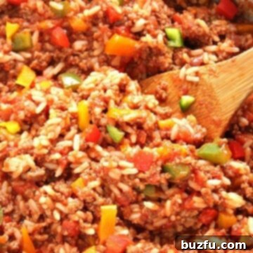 Stuffed Pepper Rice in a skillet.