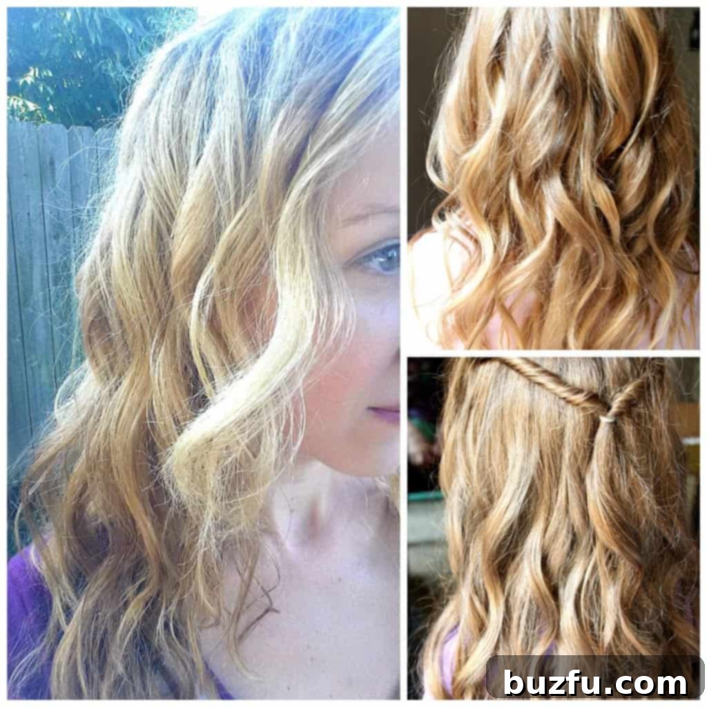 A collage of various hairstyles achieved with the NuMe curling wand, showcasing the versatility and beautiful results on different hair types and lengths, including children's hair.