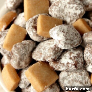 Muddy Buddies Shortbread Bites in a bowl.