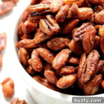 Crockpot Candied Spiced Nuts in a bowl.