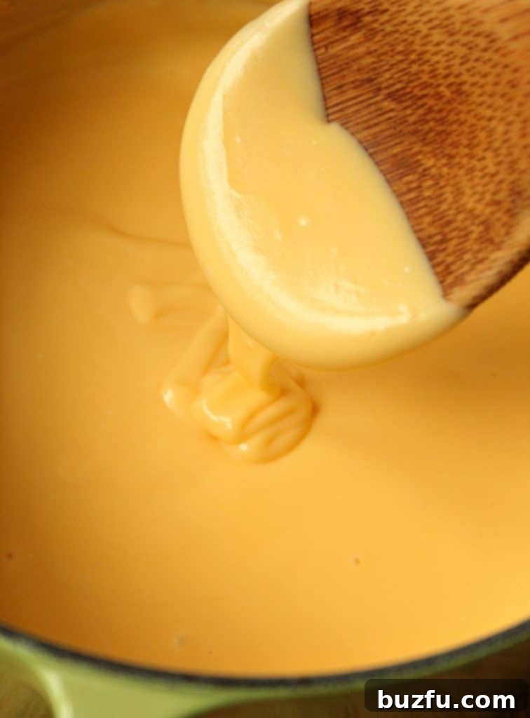 Queso sauce in a pot.