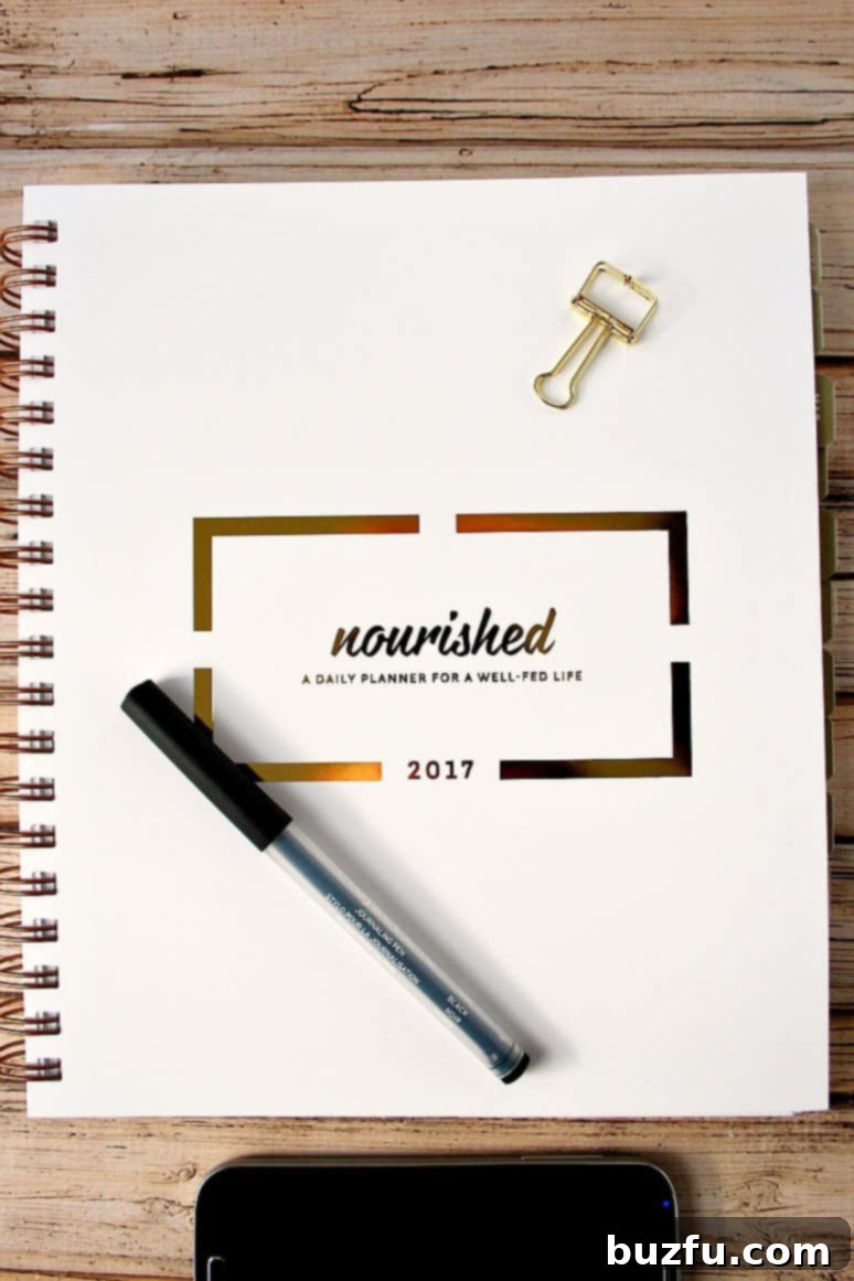 Open Nourished Planner displaying meal plans, shopping lists, and inspirational content.