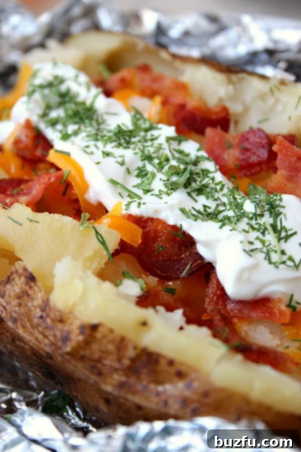 Slow Cooker Baked Potatoes Recipe Baked Potato with toppings.