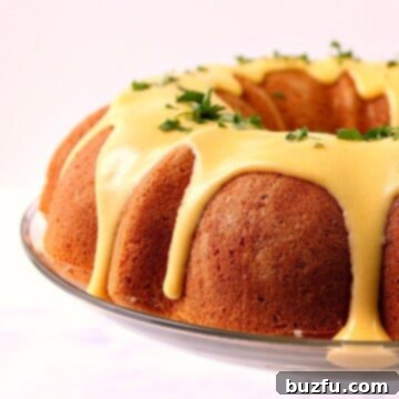 Finished Cornbread Bundt Cake with Nacho Cheese Sauce