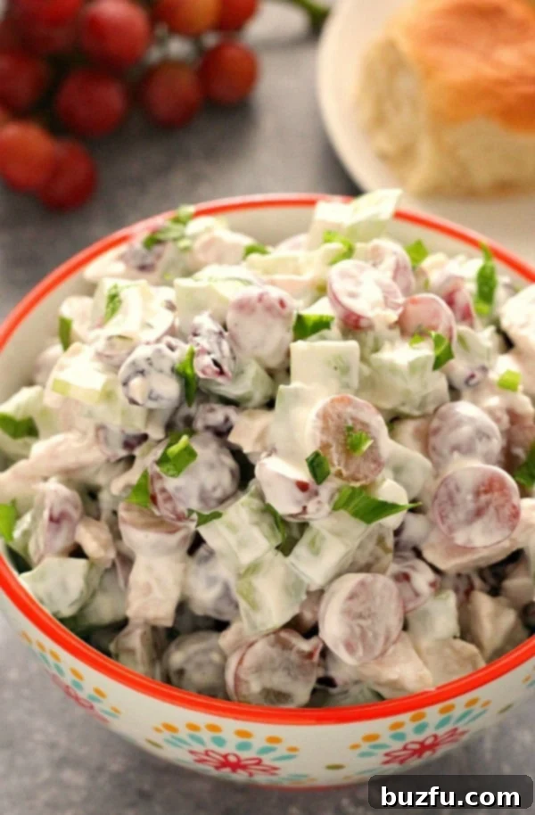 Easy Chicken Salad with Grape Chicken salad in a bowl, ready to be served.