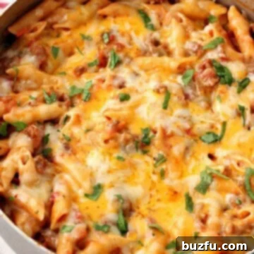 Cheesy Sausage Penne in pot.