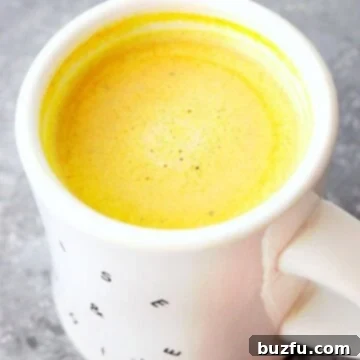 Golden Milk Latte in white mug.