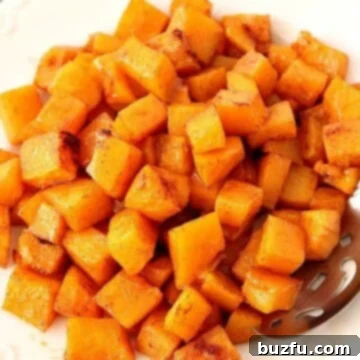 Roasted Butternut Squash on a plate, ready to be served.