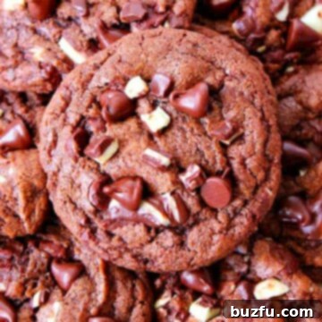 Mint Chocolate Chip Cookies stacked on each other.