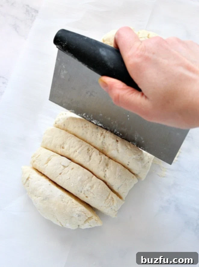 cutting dough 
