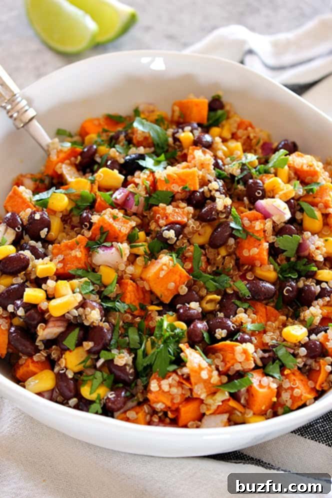 roasted sweet potato salad in a bowl