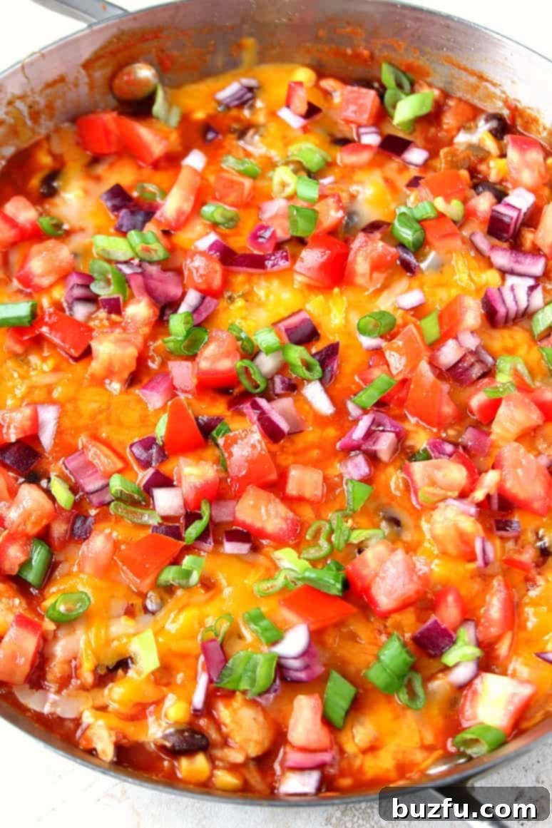 chicken and rice casserole in skillet