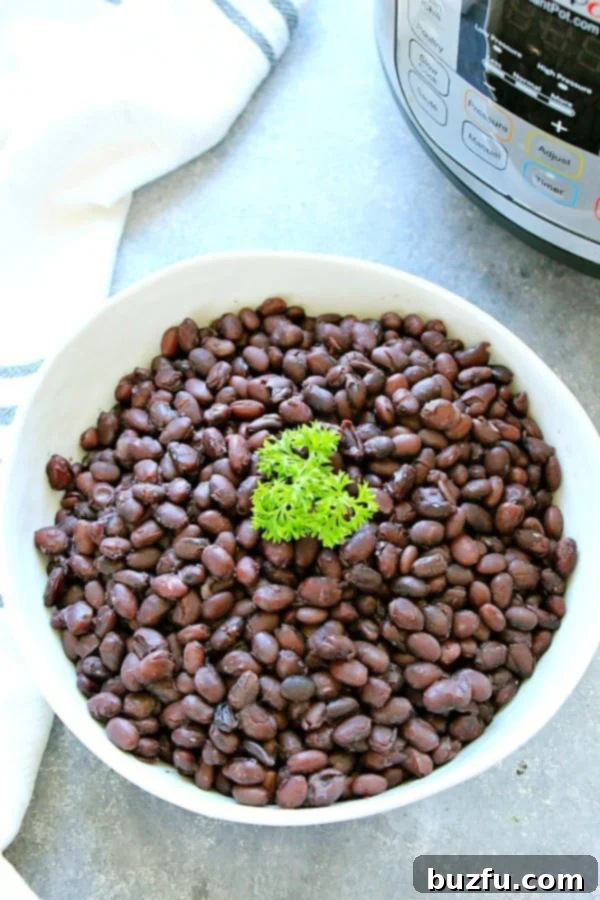 Instant Pot Black Beans in a white bowl.