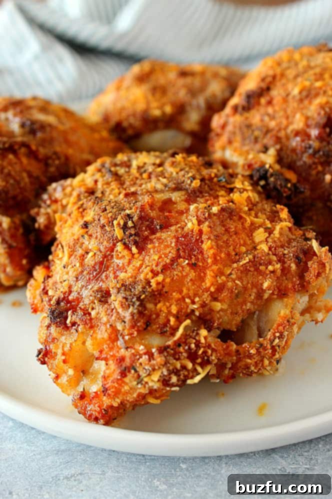 Air Fryer Fried Chicken recipe Air fryer fried chicken on a plate.