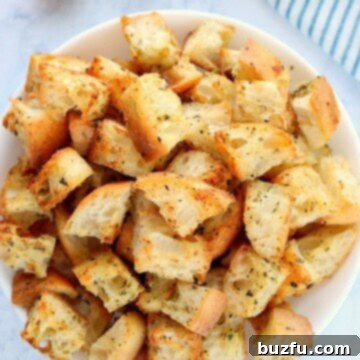 Croutons in a bowl.