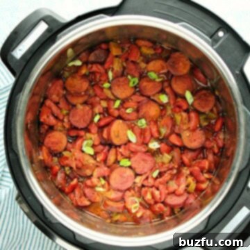Instant Pot Red Beans and Rice inside the pressure cooker.