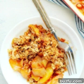 Apple crisp in a bowl.