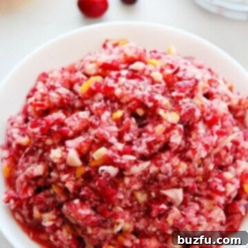 Cranberry Relish in a white serving bowl.