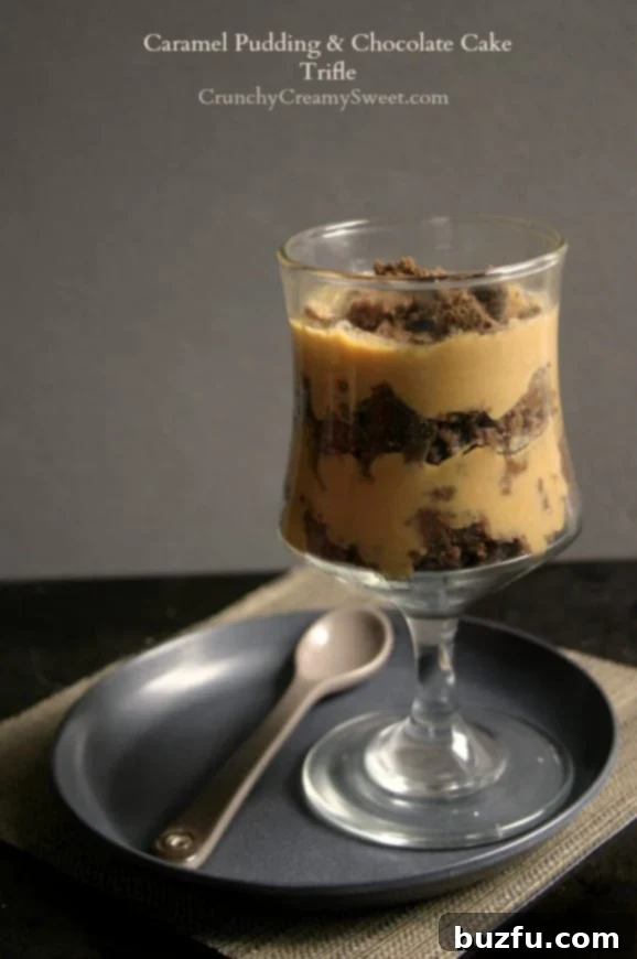 Salted Caramel Pudding Chocolate Cake Trifle Salted Caramel Pudding Chocolate Cake Trifle, a decadent layered dessert
