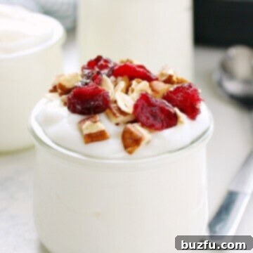 Instant Pot Yogurt in a small glass jar.