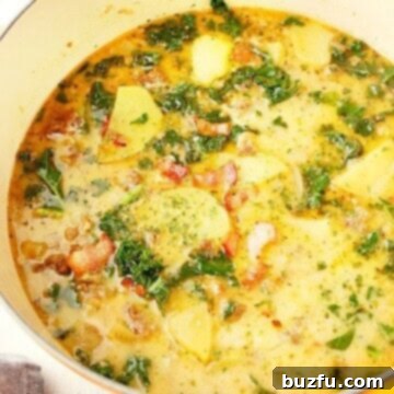 Zuppa Toscana in a Dutch oven.