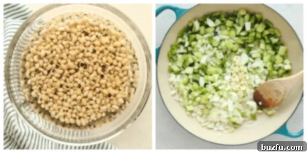 Making of black eyed peas dish.