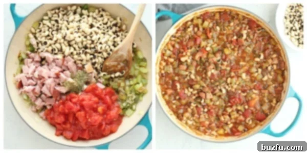 Step 2 of black eyed peas dish.