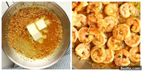 Making of garlic butter sauce.