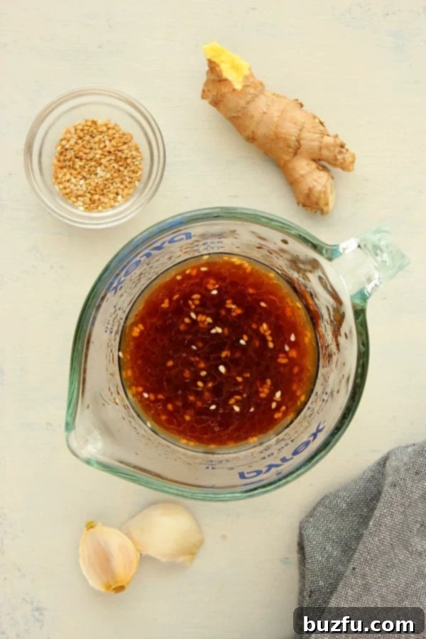 How to make Sesame Dressing. Dressing in a measuring cup.