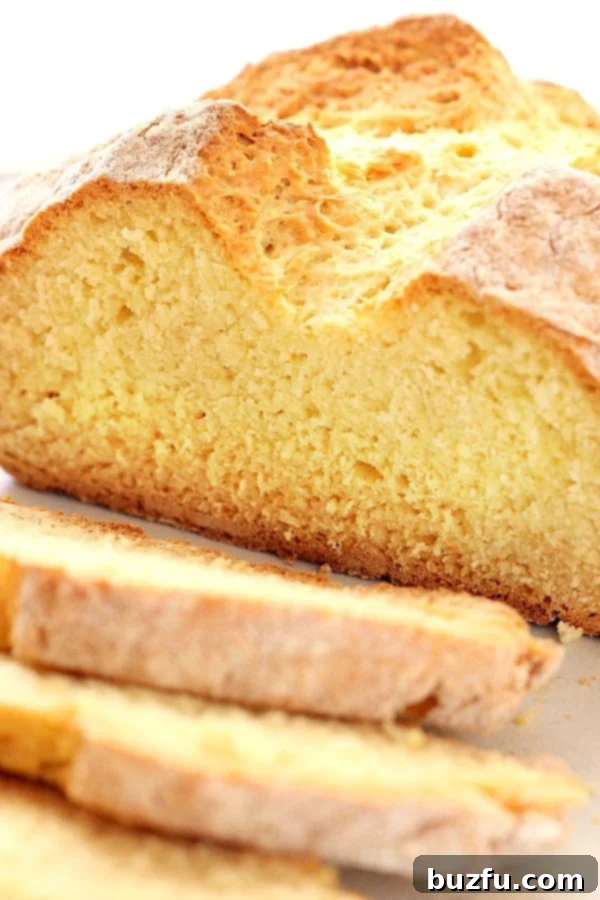 Sliced bread on a board.