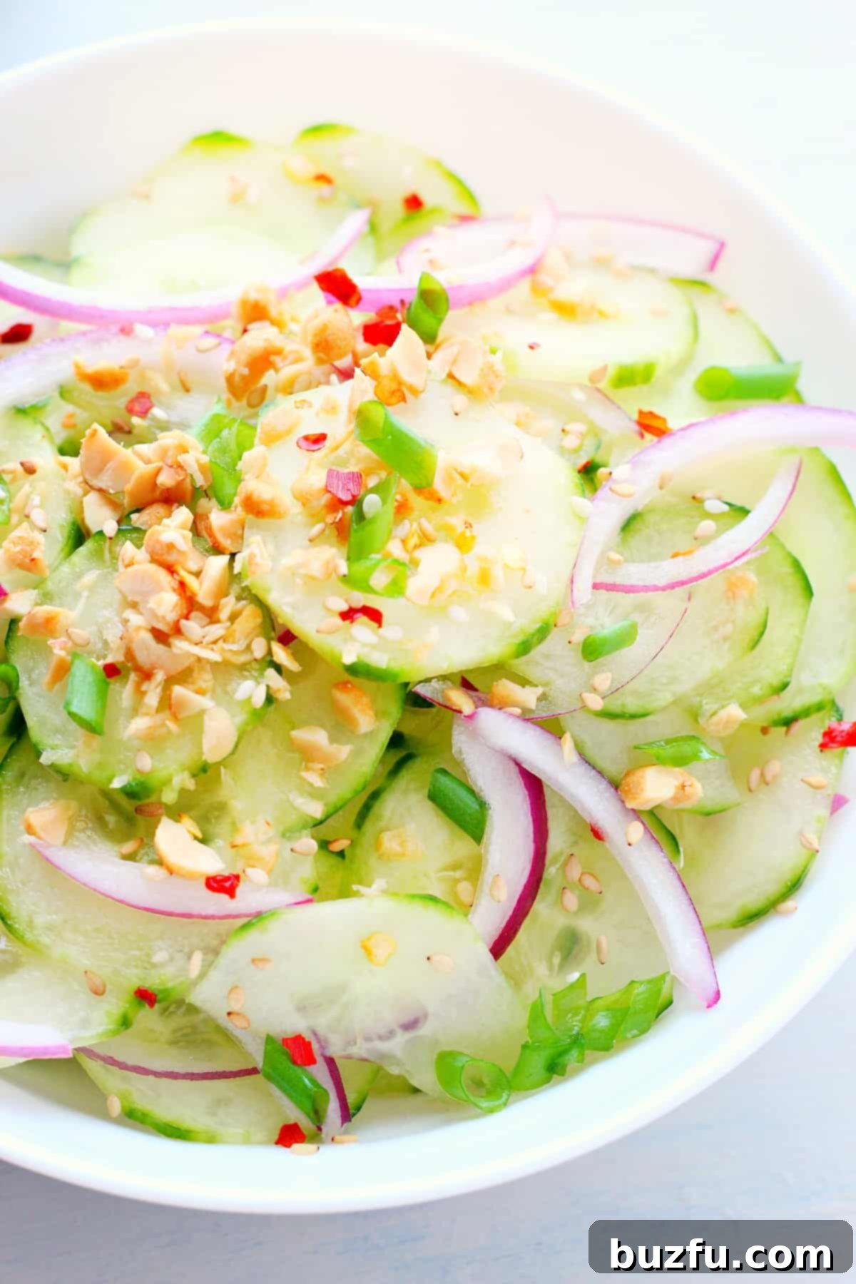 Cucumber slices in a bowl.